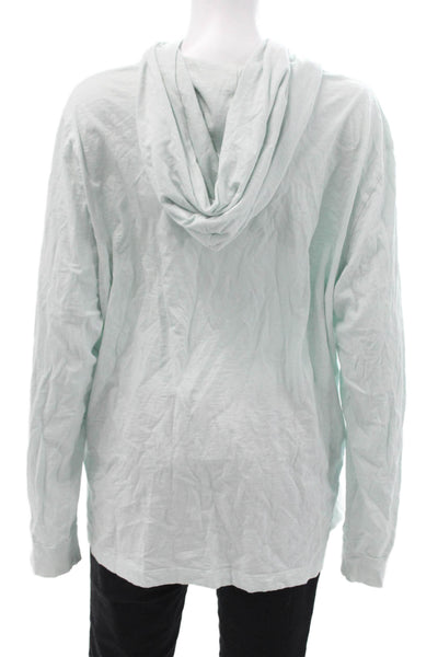 Theory Women Pullover Hoodie Light Blue 100% Cotton Long Sleeve Size XL