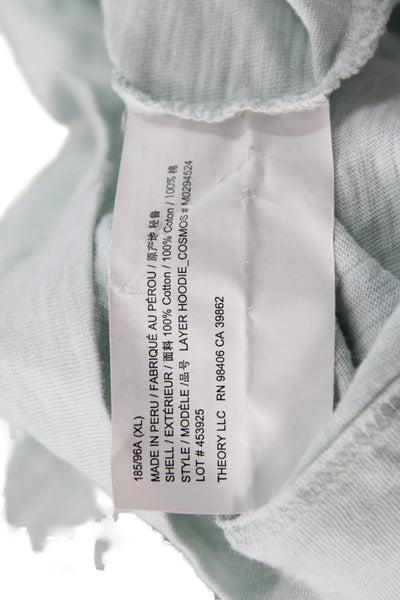 Theory Women Pullover Hoodie Light Blue 100% Cotton Long Sleeve Size XL