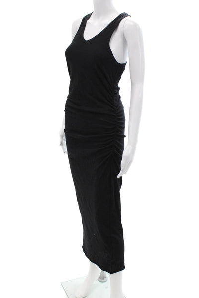 James Perse Women Black V-Neck Tank Dress Mid-Calf Sleeveless Size 1