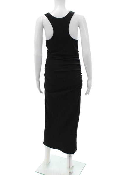 James Perse Women Black V-Neck Tank Dress Mid-Calf Sleeveless Size 1