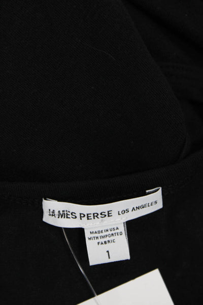 James Perse Women Black V-Neck Tank Dress Mid-Calf Sleeveless Size 1