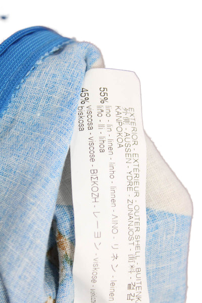 Zara Women Maxi Slip Floral Blue Dress Linen Viscose Zip Sleeveless Size XS