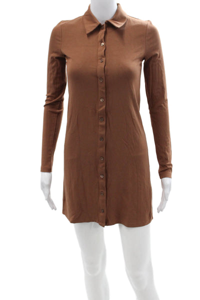 Wilfred Women Shirt Dress Brown Collared Button Long Sleeve Viscose Size XS