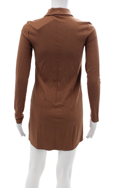 Wilfred Women Shirt Dress Brown Collared Button Long Sleeve Viscose Size XS