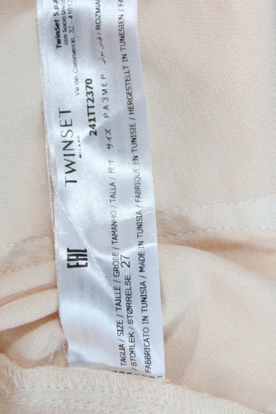 Twinset Women Mid Rise Beige Jeans Cotton Elastane Size 27