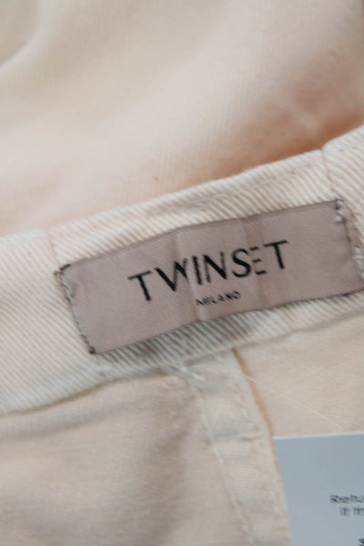 Twinset Women Mid Rise Beige Jeans Cotton Elastane Size 27