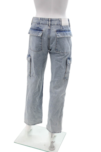 Denim Forum Unisex Straight Light Blue High Rise Button Jeans Size 23