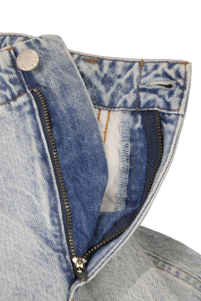 Denim Forum Unisex Straight Light Blue High Rise Button Jeans Size 23