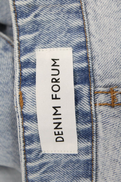 Denim Forum Unisex Straight Light Blue High Rise Button Jeans Size 23