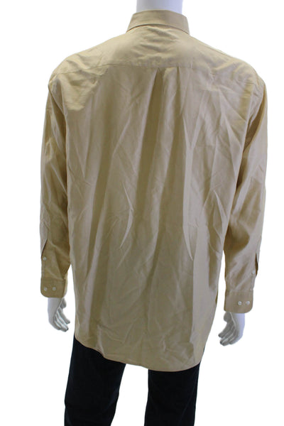 Donna Karan Signature Mens Collared Long Sleeve Button Up Beige Size 16.5 32-33