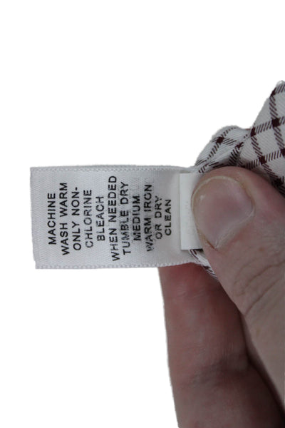 Banana Republic Mens Cotton Grid Print Button Up Shirt Red Size L