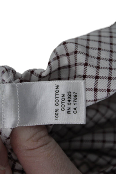 Banana Republic Mens Cotton Grid Print Button Up Shirt Red Size L