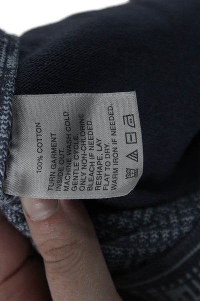 Halogen Mens Pullover Sweater Dark Blue V-Neck Geometric Long Sleeve Size L