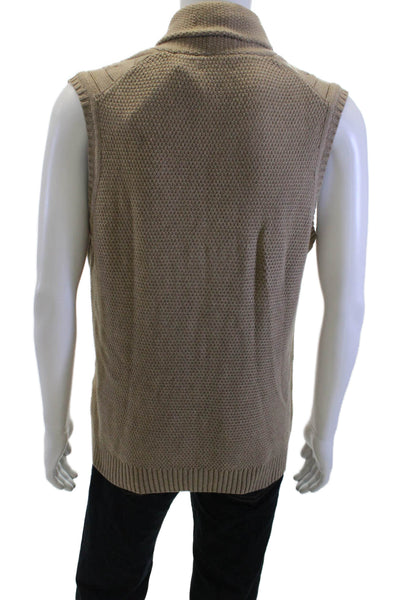Tasso Elba Men Beige Cotton Collared Button Vest Size M