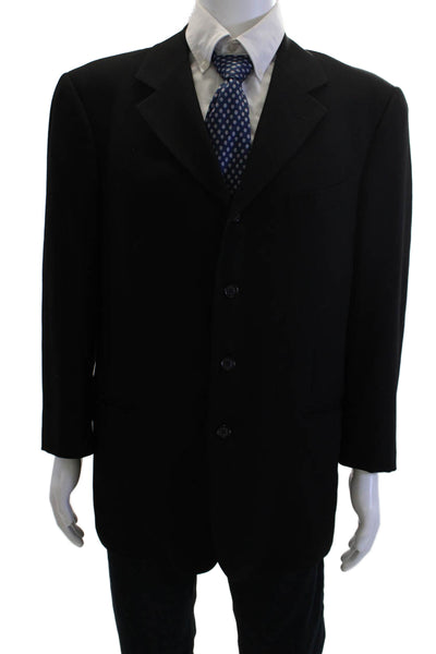 Zanetti Mens Classic Black Super 100s Wool Suit Jacket Size 52
