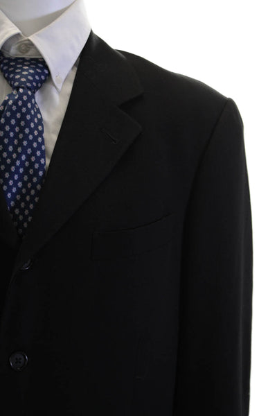 Zanetti Mens Classic Black Super 100s Wool Suit Jacket Size 52