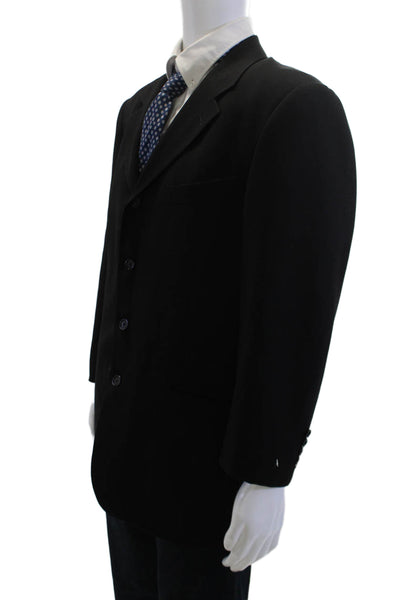 Zanetti Mens Classic Black Super 100s Wool Suit Jacket Size 52