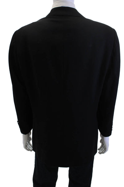 Zanetti Mens Classic Black Super 100s Wool Suit Jacket Size 52