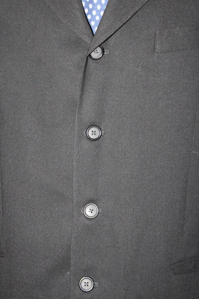 Zanetti Mens Classic Black Super 100s Wool Suit Jacket Size 52