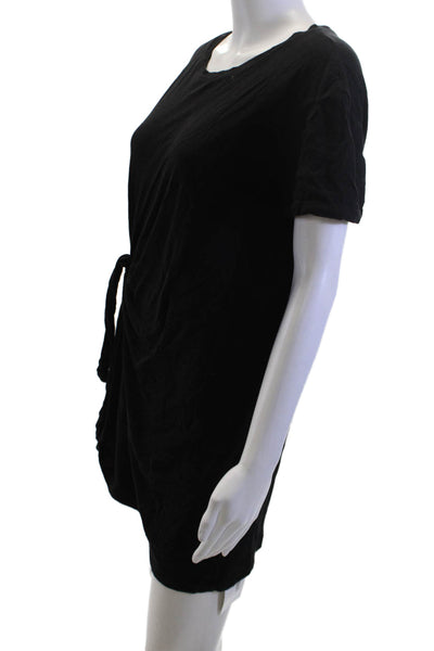 Vince Women T-Shirt Dress Black Short Sleeve Knee-Length 100% Cotton Size M