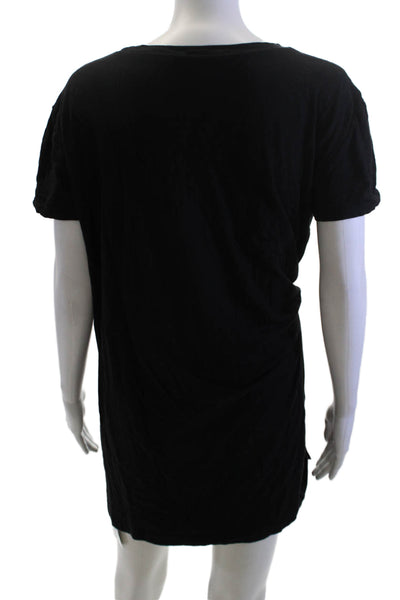 Vince Women T-Shirt Dress Black Short Sleeve Knee-Length 100% Cotton Size M