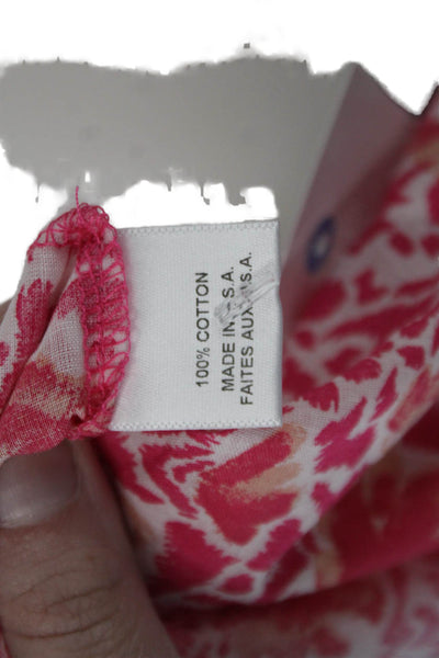 Misa Women Pink Floral 100% Cotton Bohemian Sleeveless Blouse Size L