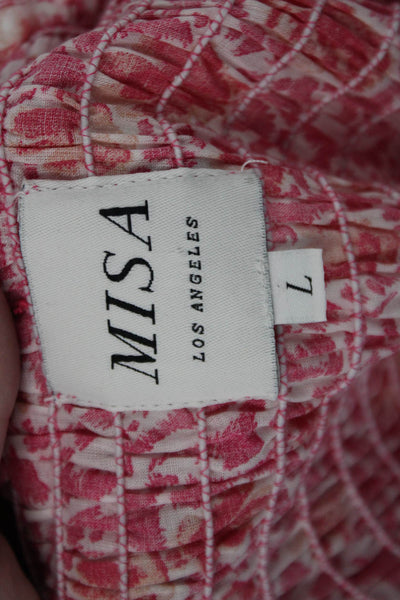 Misa Women Pink Floral 100% Cotton Bohemian Sleeveless Blouse Size L