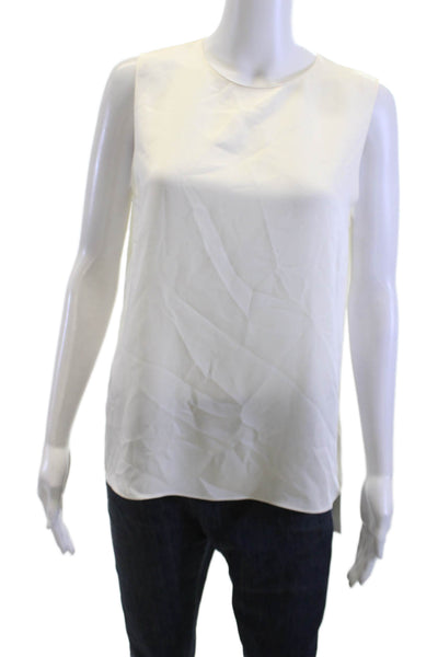 Theory Womens Basic Silk Tank White Sleeveless Size M