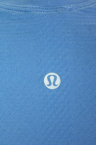 Lululemon Women Blue Basic Crew Neck Short Sleeve T-Shirt Nylon Blend Size 6