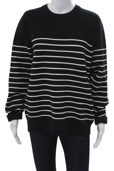 Uniqlo Womens Striped Crew Neck Pullover Sweater Black Size M