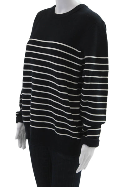 Uniqlo Womens Striped Crew Neck Pullover Sweater Black Size M
