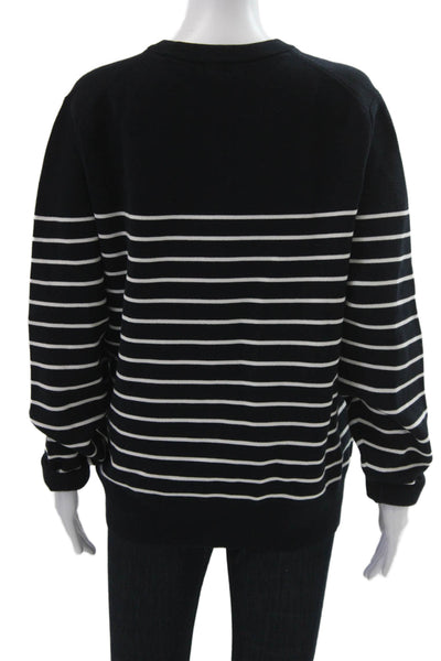 Uniqlo Womens Striped Crew Neck Pullover Sweater Black Size M