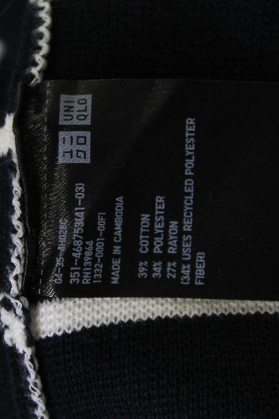 Uniqlo Womens Striped Crew Neck Pullover Sweater Black Size M