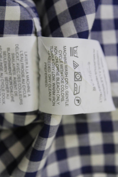 J Crew Women Tunic Button Up Blue Cotton Collared Long Sleeve Check Size M