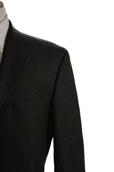 Stafford Mens Brown Check Wool-Cashmere Suit Jacket Size 40
