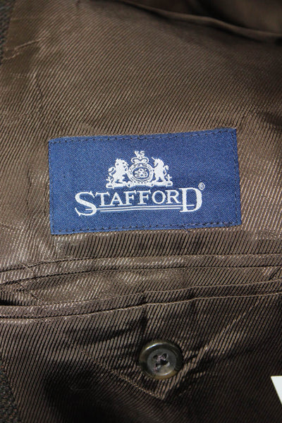 Stafford Mens Brown Check Wool-Cashmere Suit Jacket Size 40