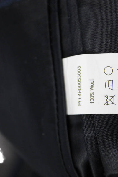 Calvin Klein Men Dark Blue Plaid Wool Suit Jacket Button Collared Size 42