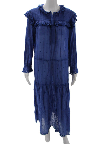 Isabel Marant Etoile Womens Blue Maxi Kaftan Cotton Boho Size 36