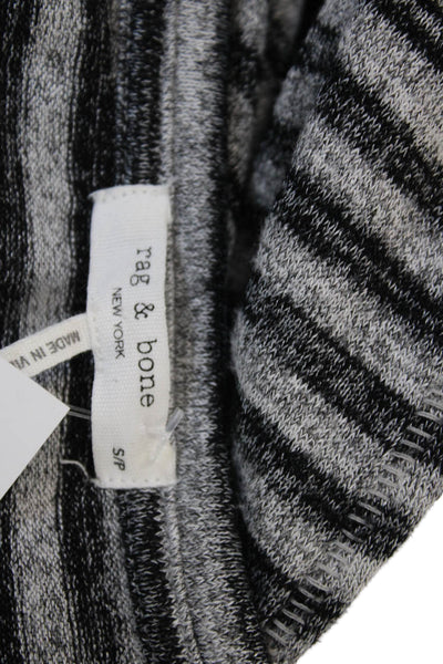 Rag & Bone Women Striped Long Sleeve Round Neck Top Black Size S