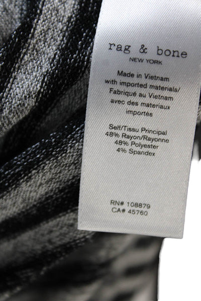 Rag & Bone Women Striped Long Sleeve Round Neck Top Black Size S