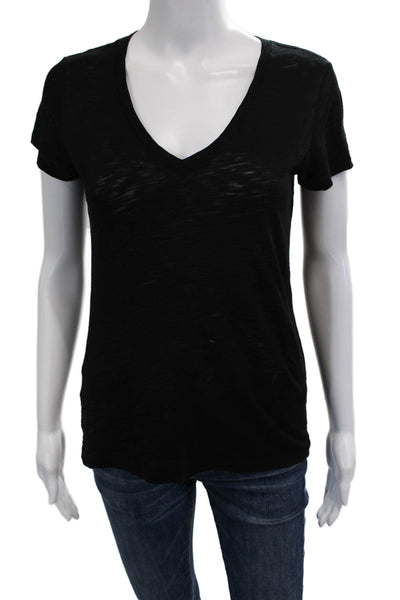 Goldie Women Basic Black V-Neck T-Shirt 100% Pima Cotton Short Sleeve Size XS