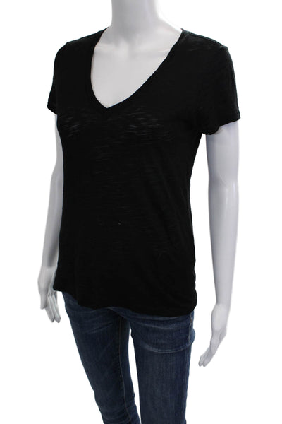 Goldie Women Basic Black V-Neck T-Shirt 100% Pima Cotton Short Sleeve Size XS