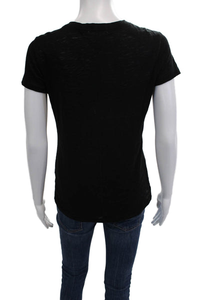Goldie Women Basic Black V-Neck T-Shirt 100% Pima Cotton Short Sleeve Size XS