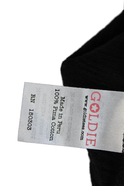 Goldie Women Basic Black V-Neck T-Shirt 100% Pima Cotton Short Sleeve Size XS