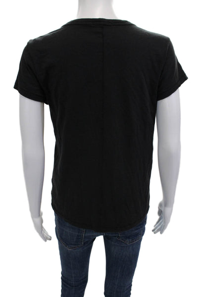Rag & Bone Women Basic Black Graphic Crew Neck Short Sleeve T-Shirt Size S