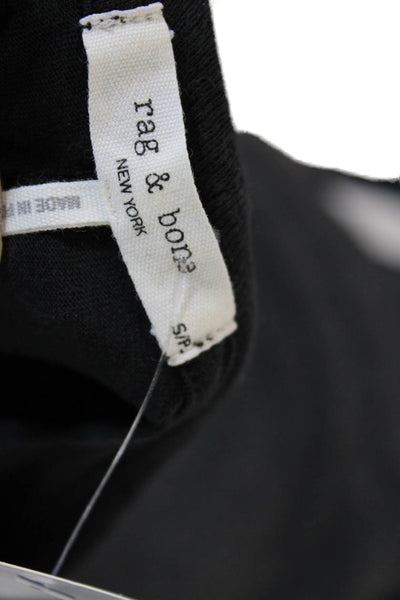 Rag & Bone Women Basic Black Graphic Crew Neck Short Sleeve T-Shirt Size S