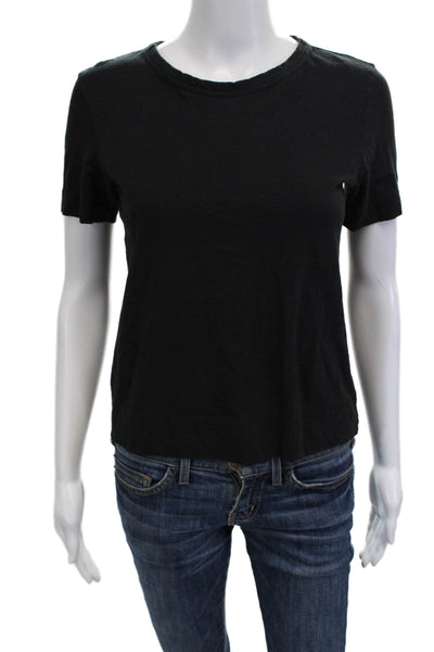 Theory Womens Basic Black Cotton Blend Crew Neck Short Sleeve T-Shirt Size PP