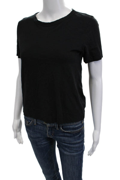 Theory Womens Basic Black Cotton Blend Crew Neck Short Sleeve T-Shirt Size PP