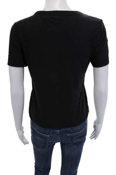 Theory Womens Basic Black Cotton Blend Crew Neck Short Sleeve T-Shirt Size PP