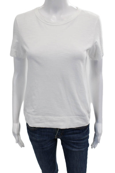 Theory Womens Basic Jersey T-Shirt White Cotton Crew Neck Short Sleeve Size PP